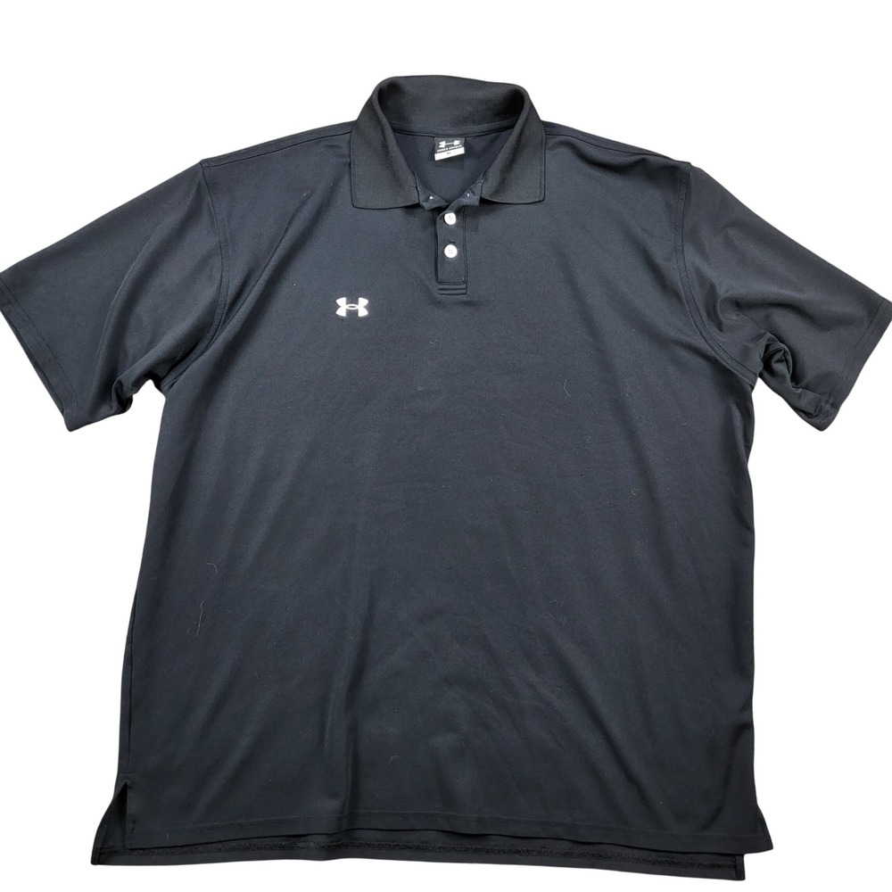 Under Armour Men's Black Short Sleeve Performance Polo Shirt Y2K Size XL